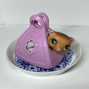 Authentic Littlest Pet Shop LPS Hasbro #209 Brown Ferret Purple Carrier Portable